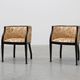 Pair of Ebonised Tub Armchairs with Floral Upholstery, France, Circa 1900