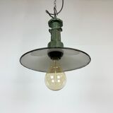 Industrial Green Enamel Pendant Lamp with Cast Aluminium Top, 1960