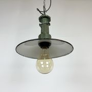 Industrial Green Enamel Pendant Lamp with Cast Aluminium Top, 1960