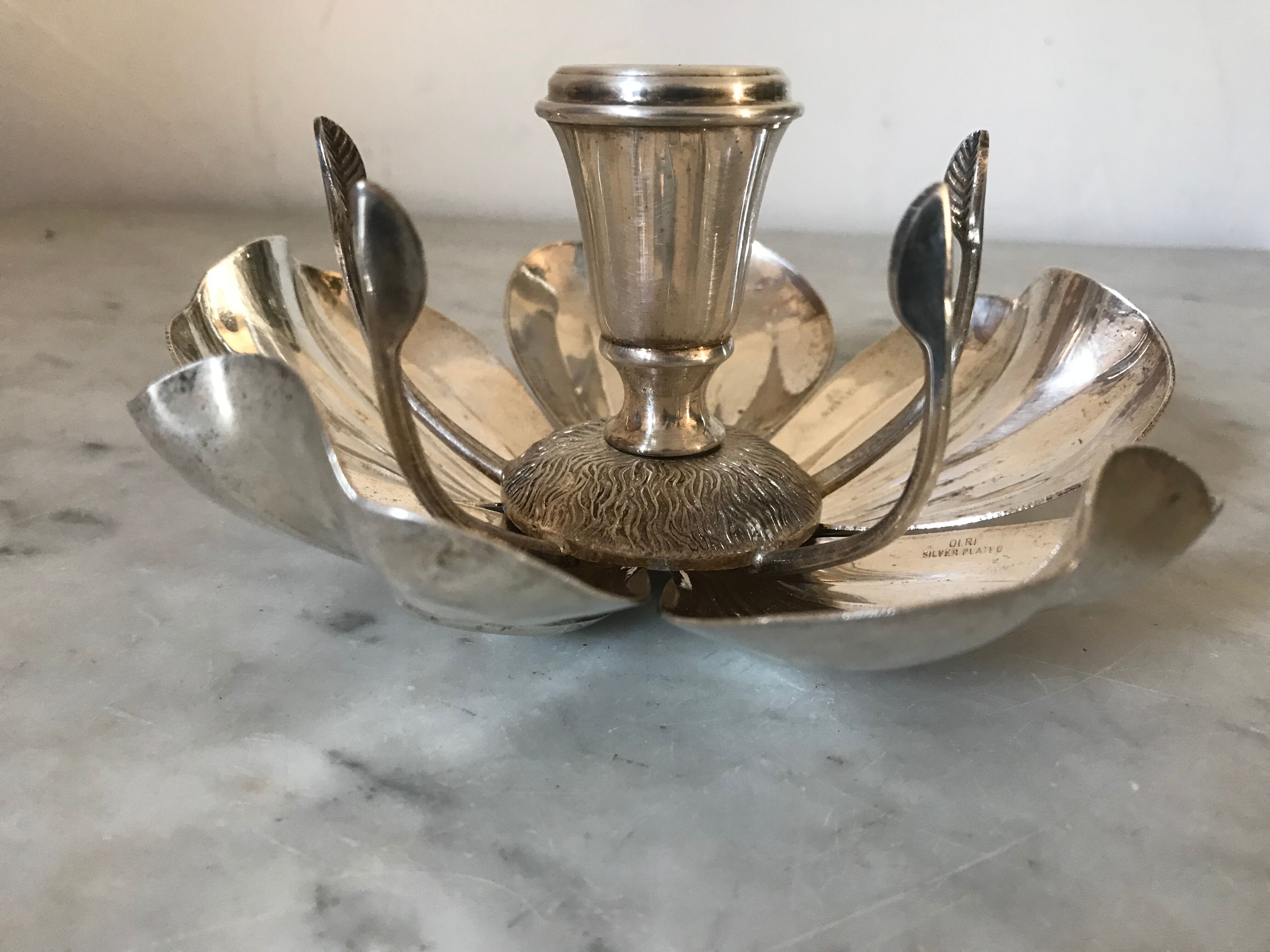 Vintage Olri silver metal candlestick