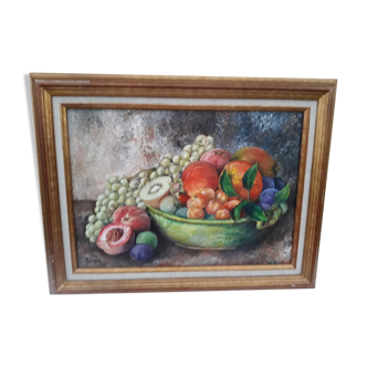 Oil on framed canvas by Lejay still life