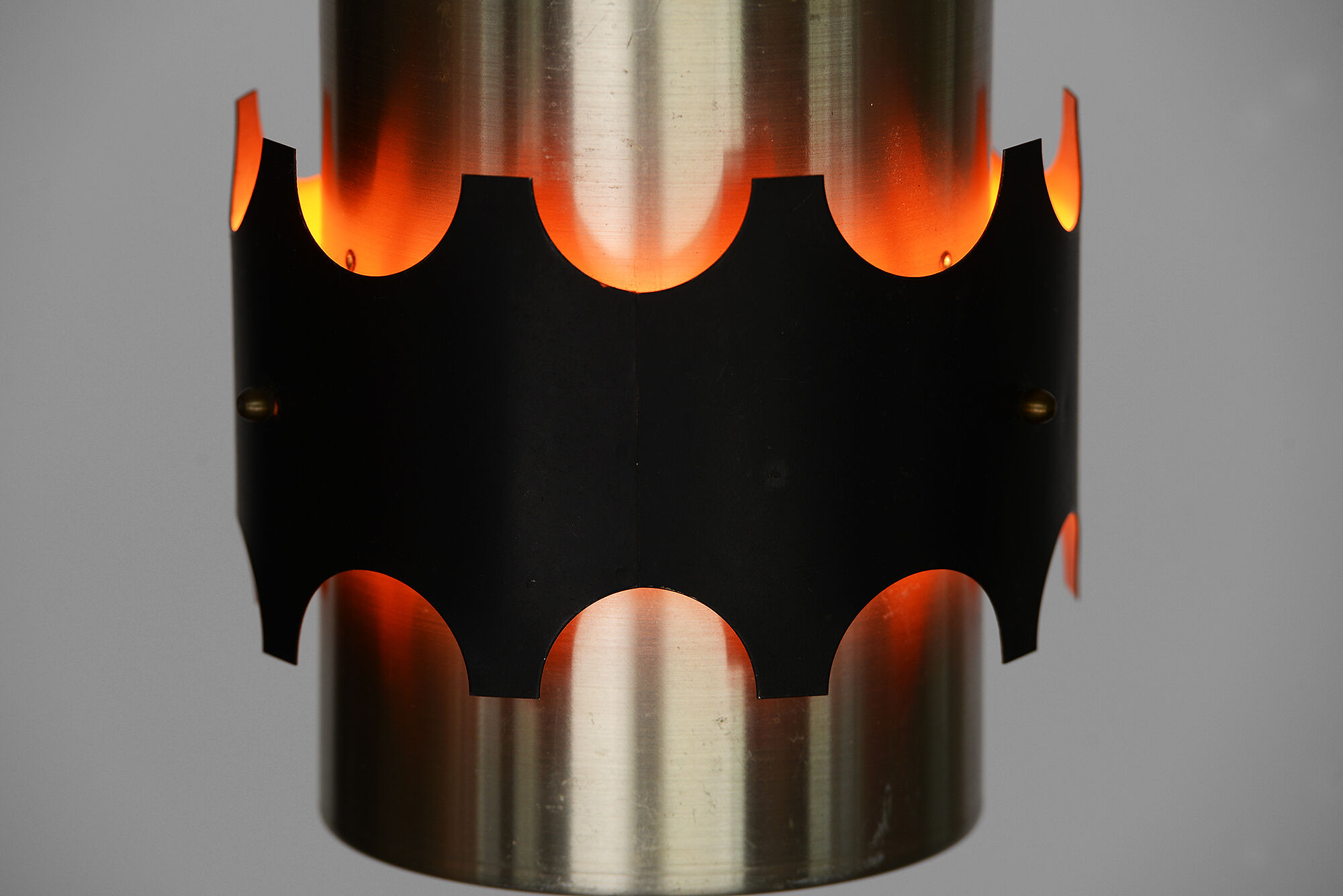 Brushed aluminum pendant light by Werner Schou for Coronell Electro. Denmark 1960s