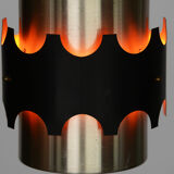 Brushed aluminum pendant light by Werner Schou for Coronell Electro. Denmark 1960s