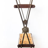 Vintage coat rack and umbrella holder, wood and brass