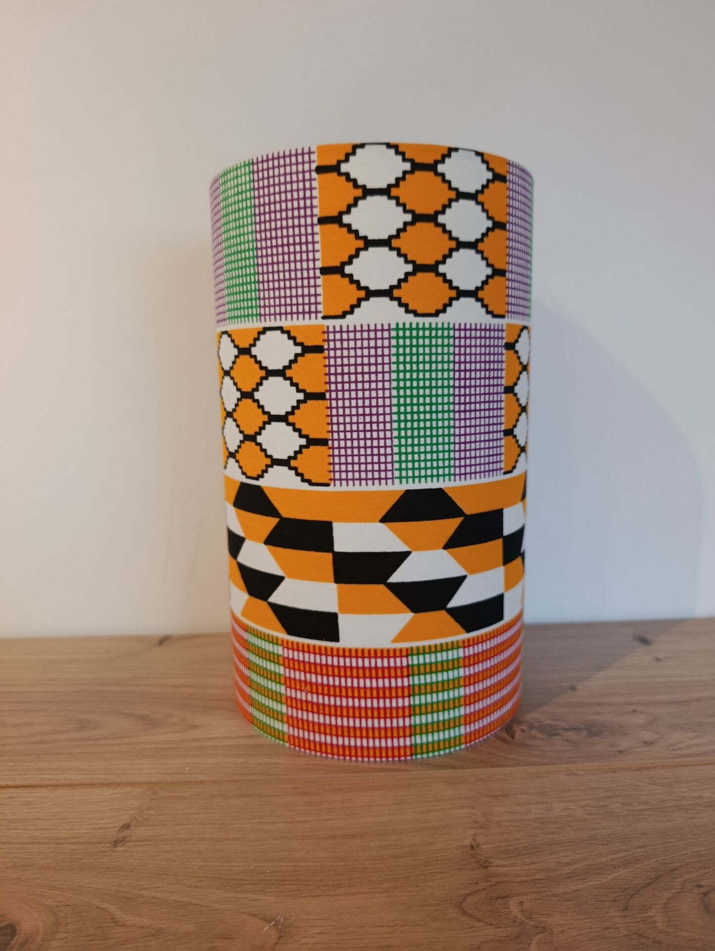 Afro-pop table lamp with Kente wax print