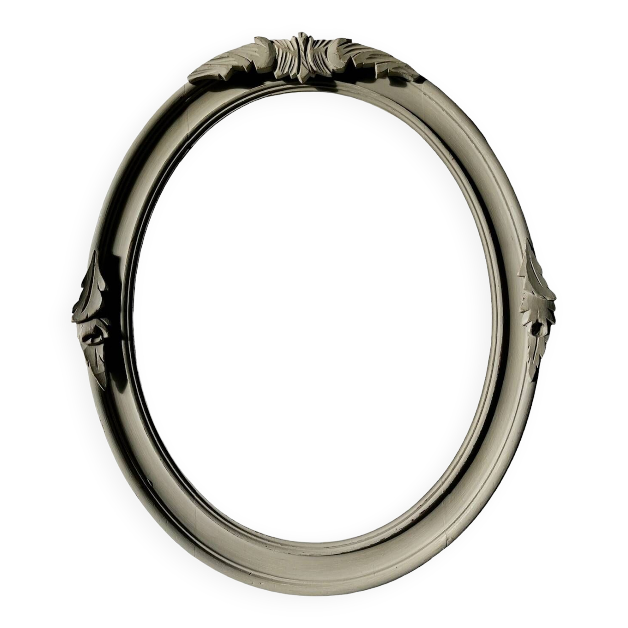 Oval frame in weathered wood