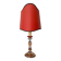 Lampe de table en cristal Art Nouveau français avec abat-jour en soie rouge, années 1940.