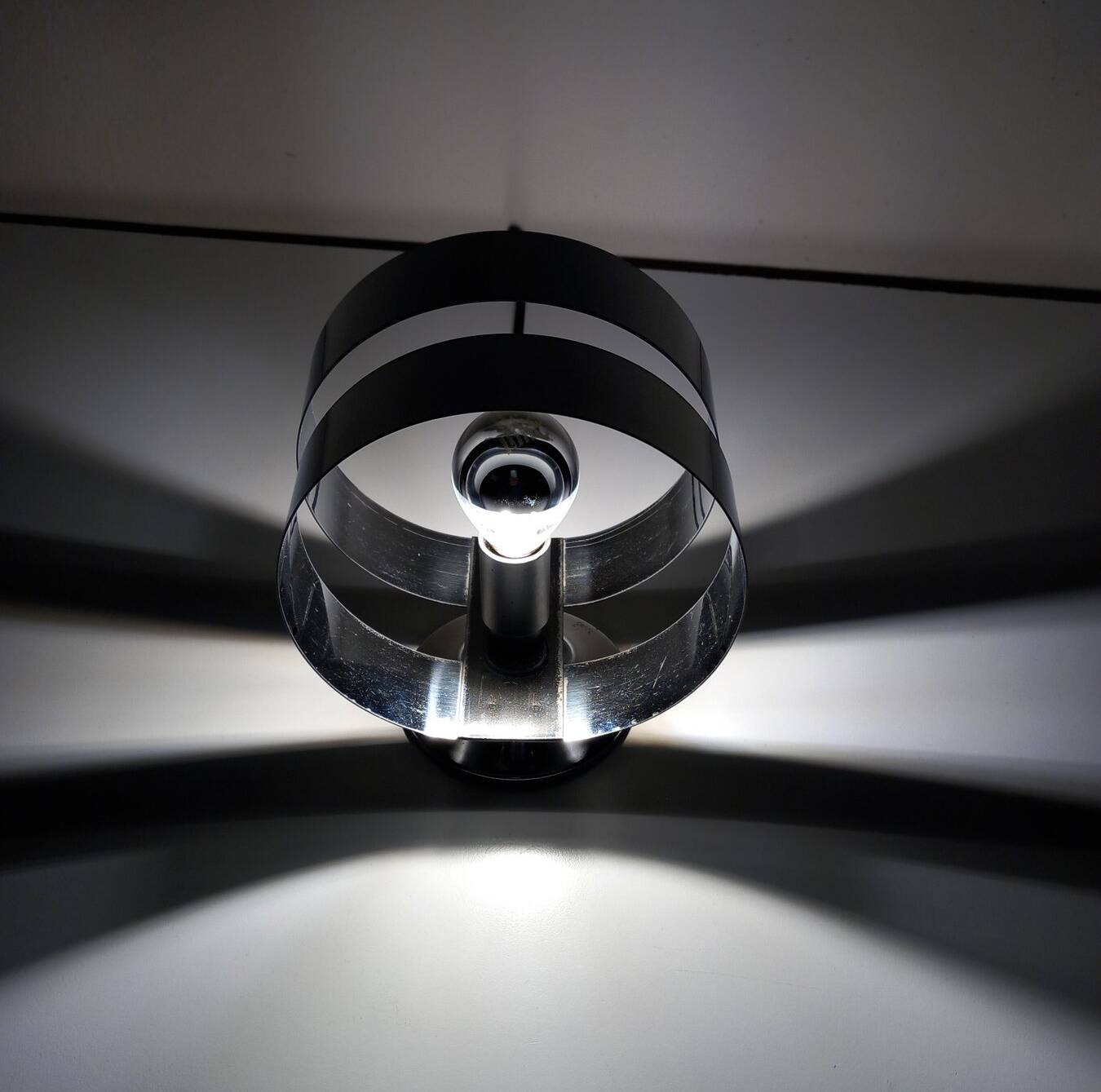 Vintage Table Lamp • Rings • Steel • Space Age • 1970