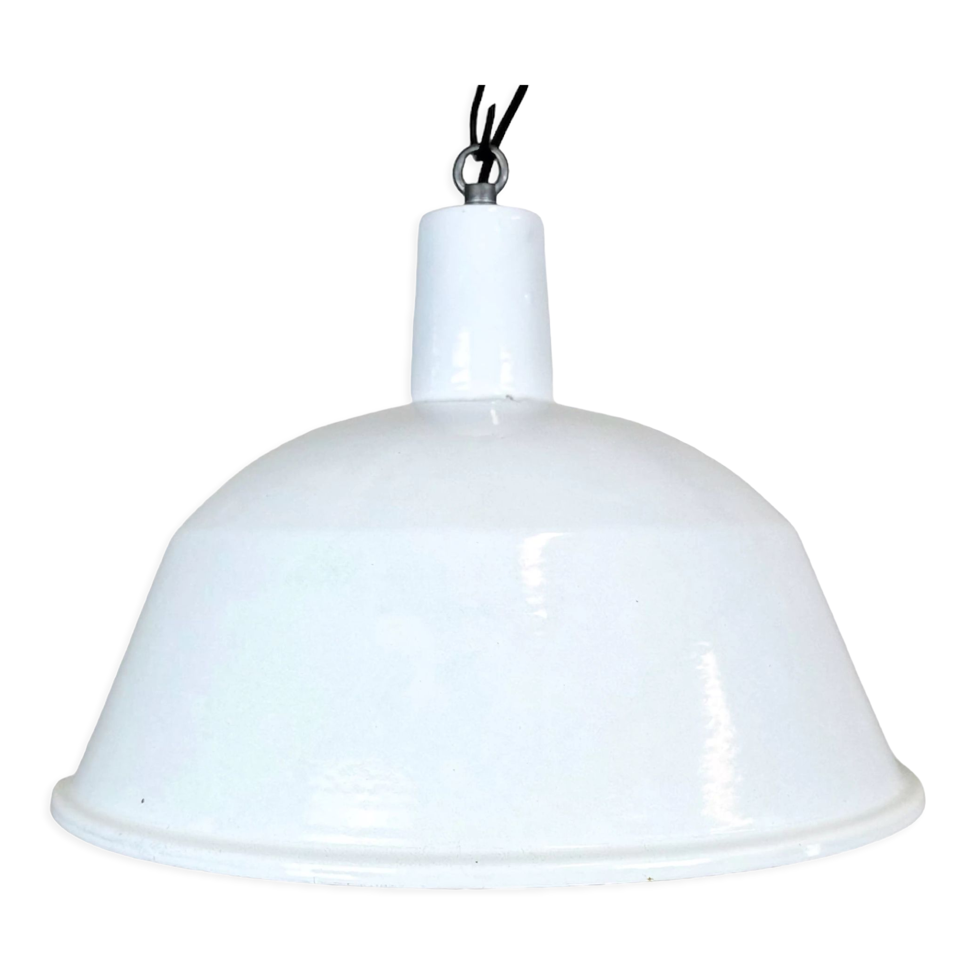 Industrial White Enamel Pendant Lamp from EMAX, 1960s