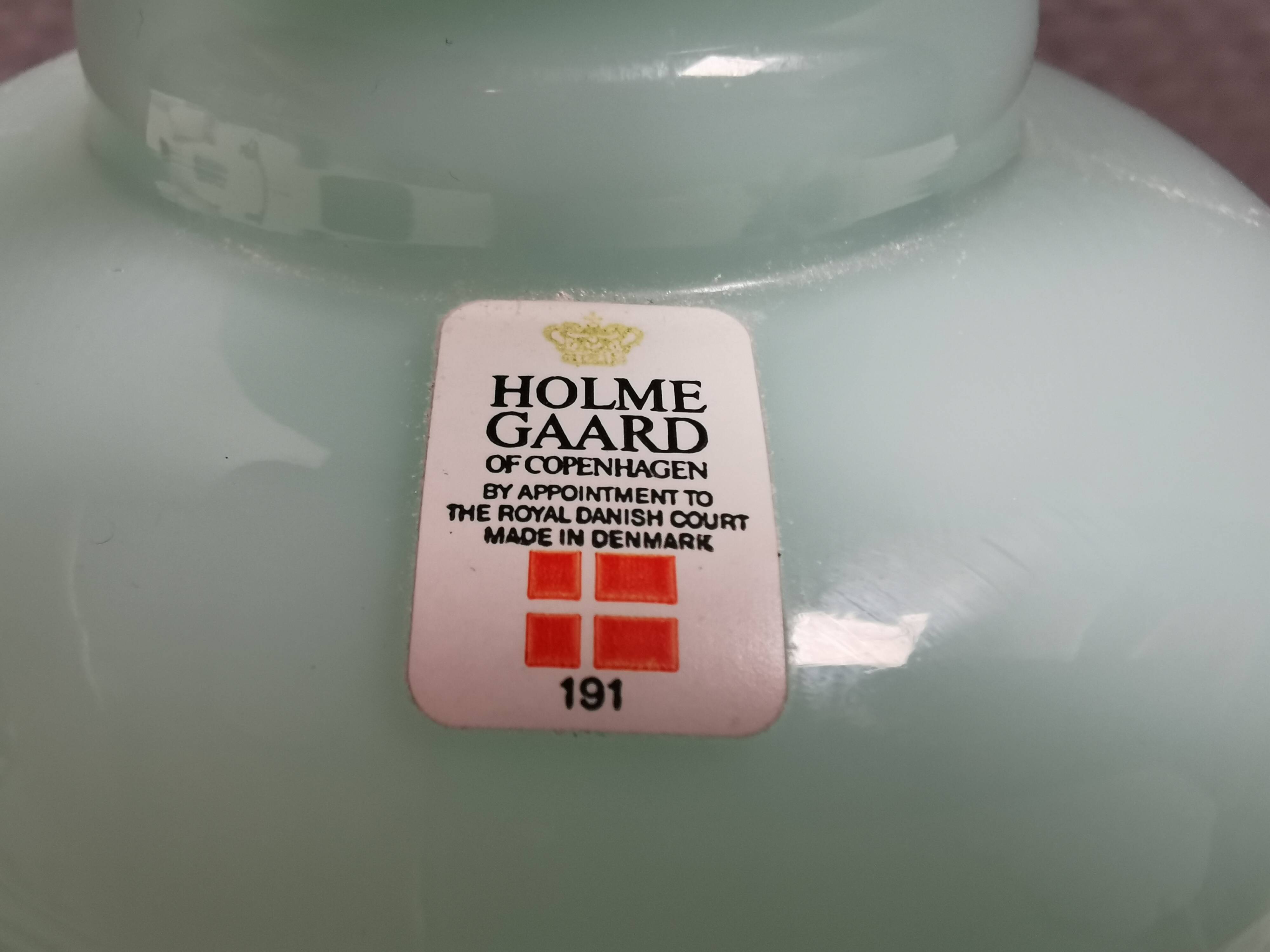 Holmegaard table lamp in Rare delicate green/mint green glass, model Florence 1989