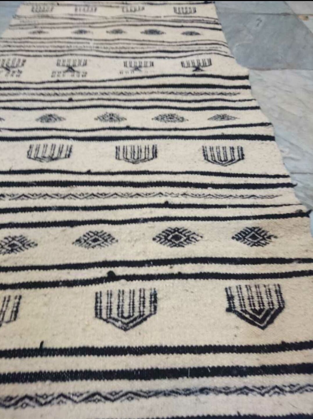 Black and white corridor Kilim, 195x65 cm