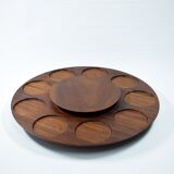 Teak turntable, Scandinavian, large model