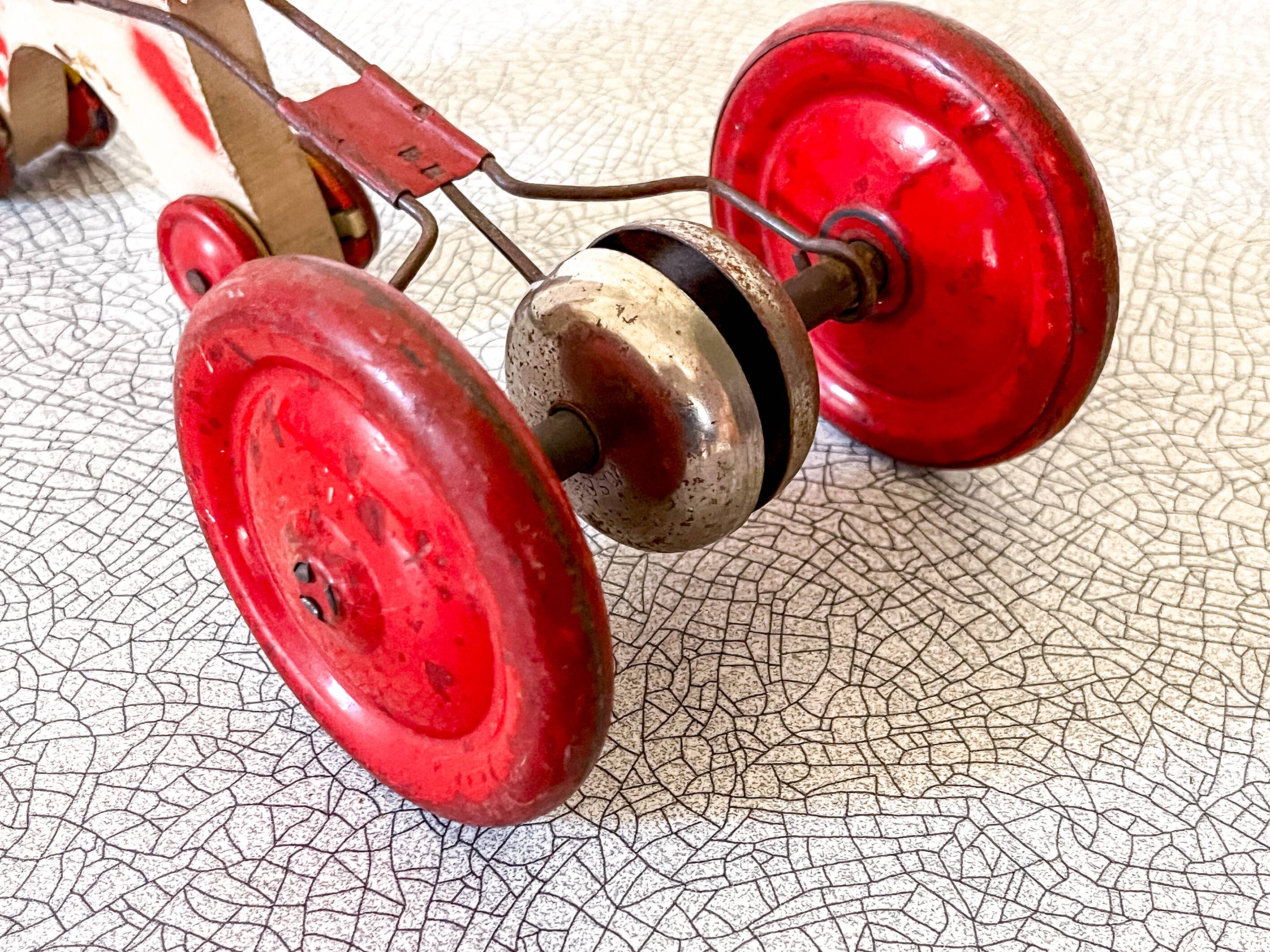Horse harness and bell, antique wooden toy