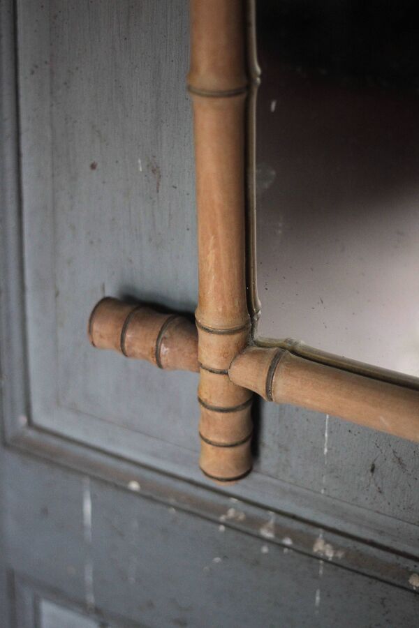 Miroir bois imitation bambou, miroir ancien, miroir à suspendre