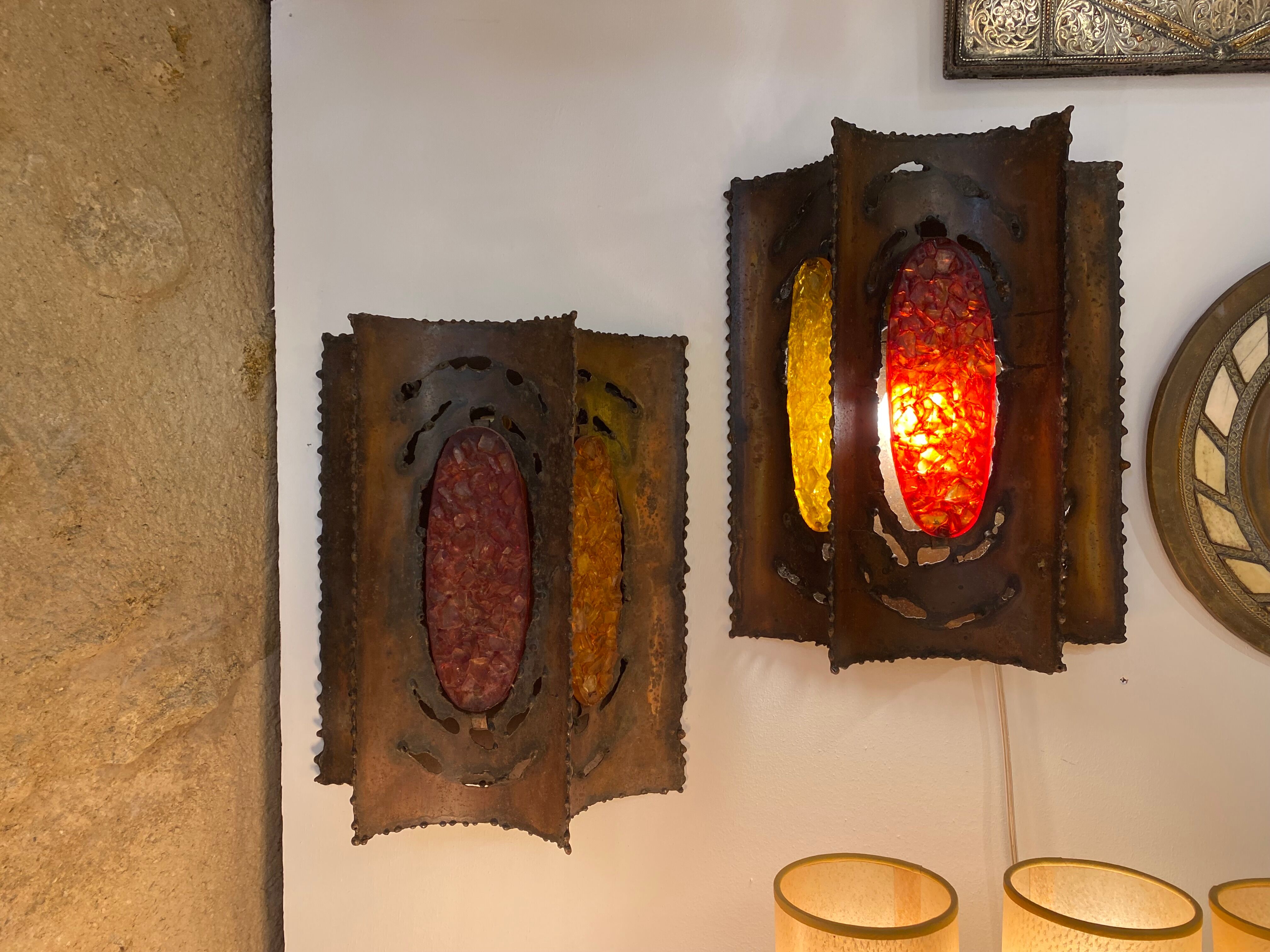 Pair of vintage Accolay wall lamps