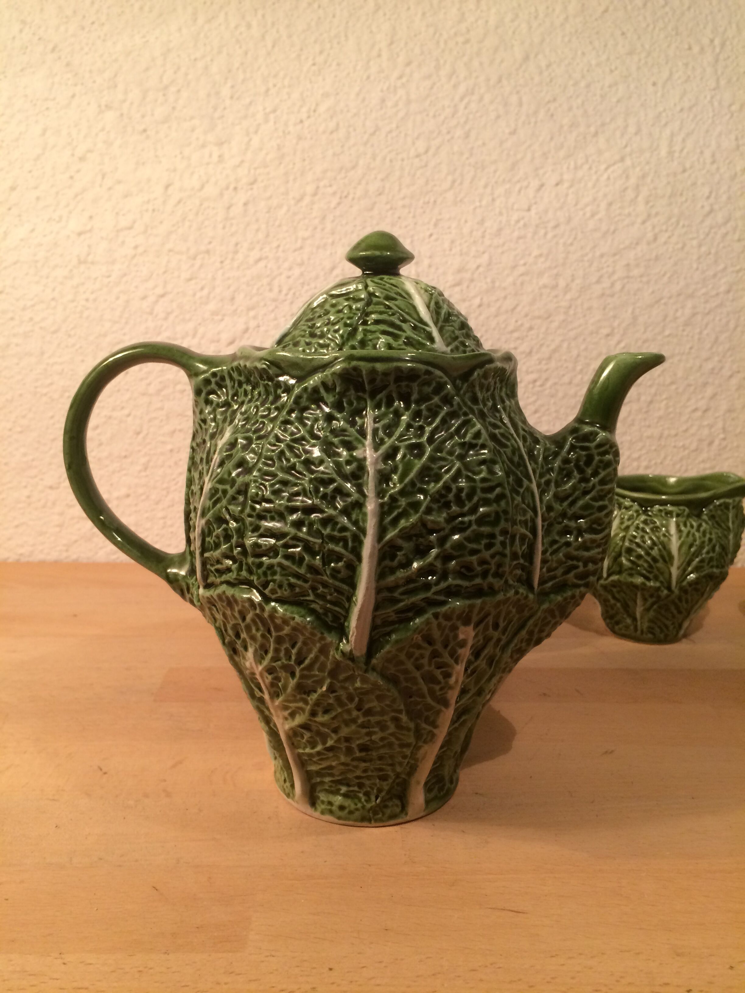 Ceramic cabbage tea set 4 cups teapot milk pot