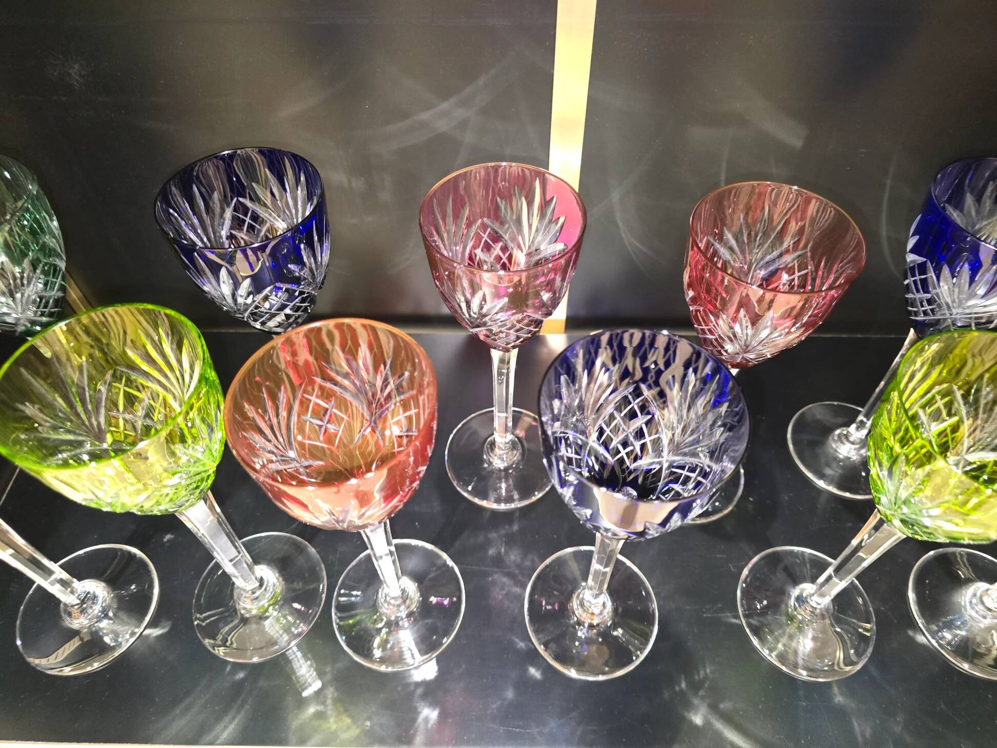 12 coloured cups / glasses Saint-Louis model Chantilly