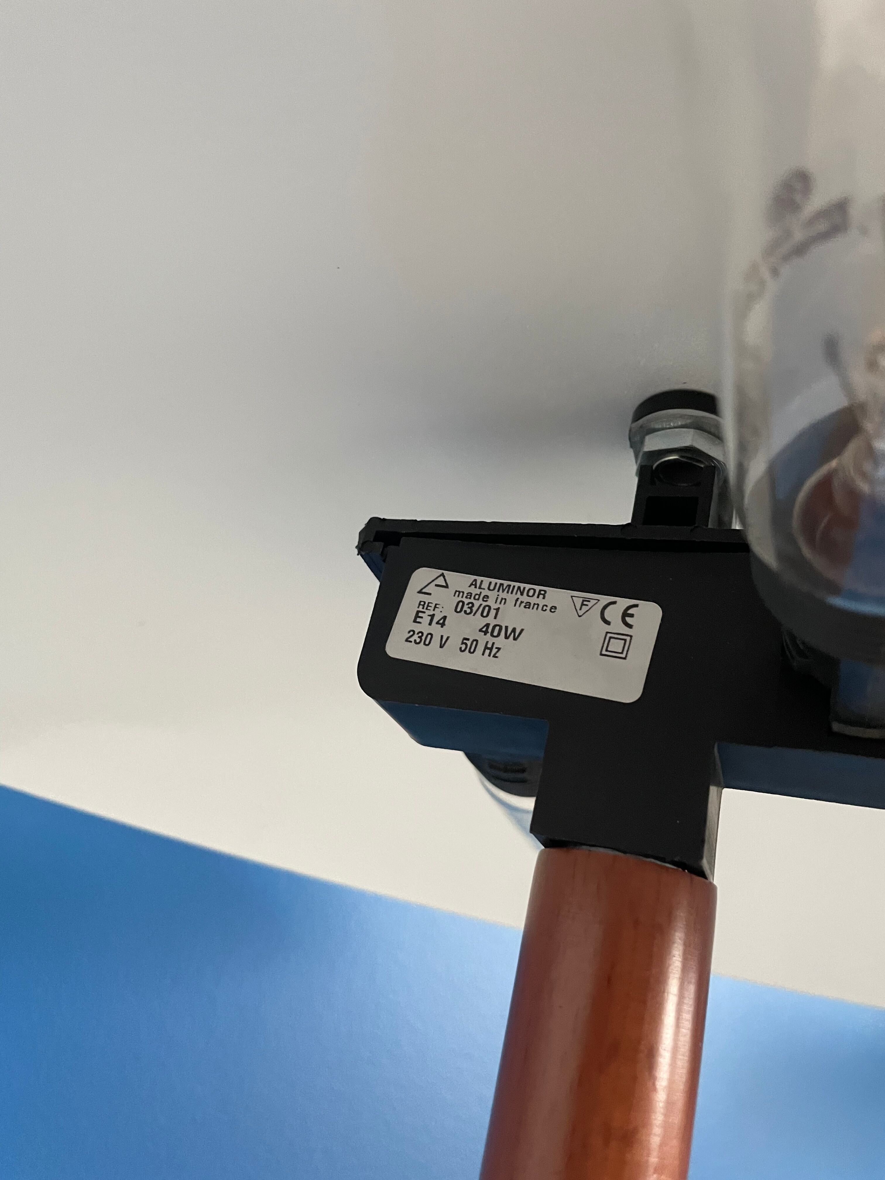 Lamp aluminor black metallic and wood mushroom shape