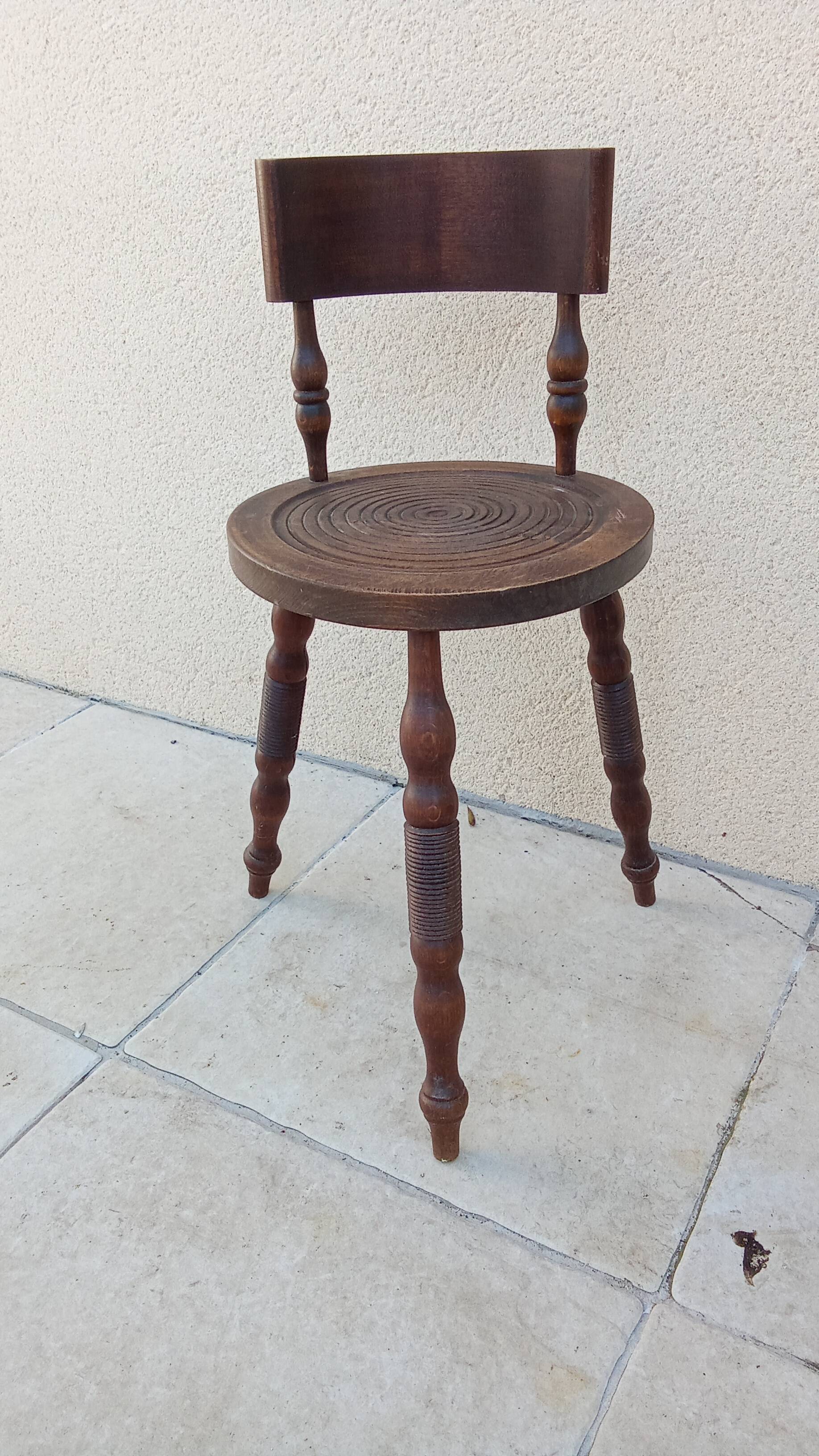 Vintage wooden stool charles dudouyt style