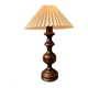 Vintage wooden table lamp with pleated shade
