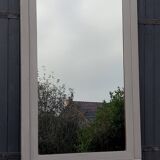 Miroir ancien des années 1920 en chêne patine grise 149cm