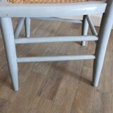 Low chair in wood and canework