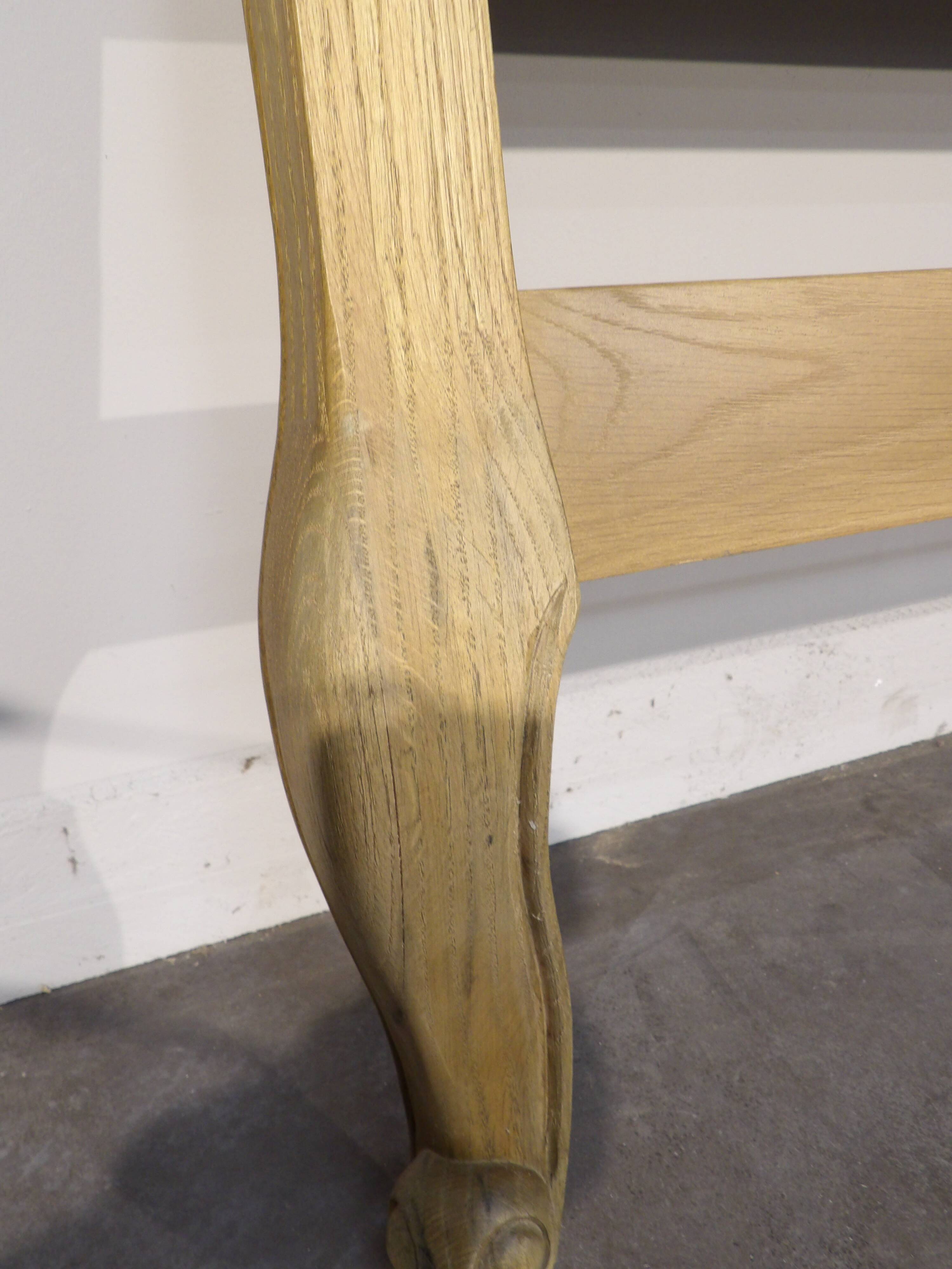 Shabby chic double bed in oak and linen 160 x 200