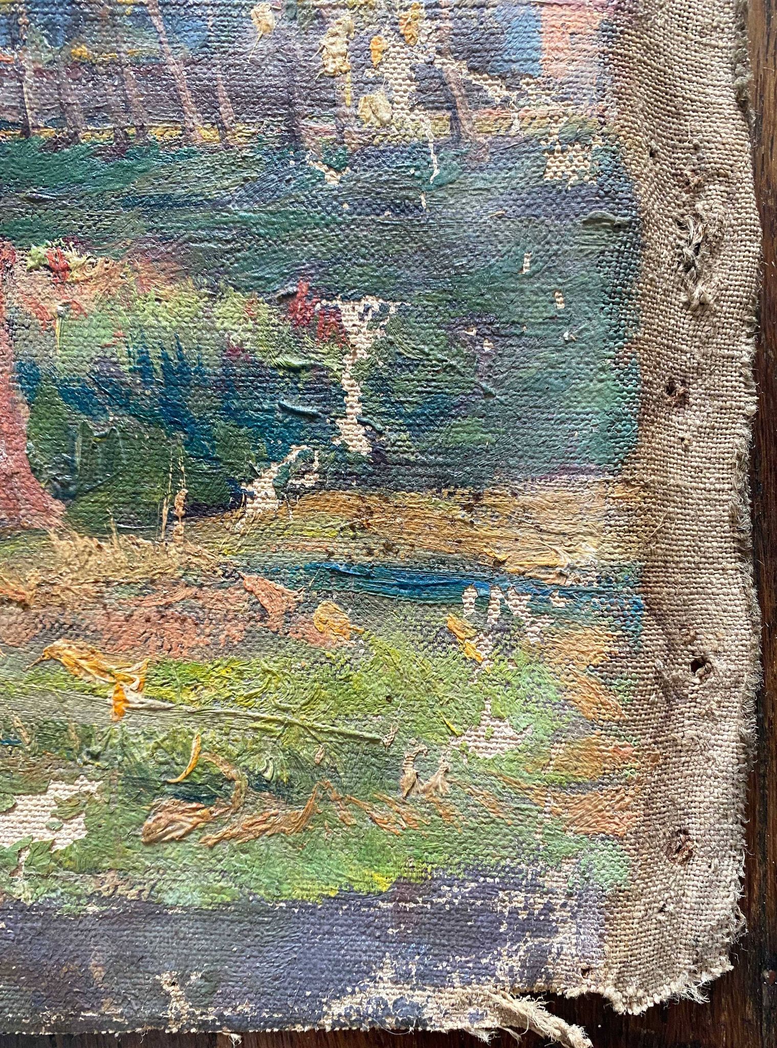 Hst painting "countryside landscape at the river" by pierre bonnerot (1891-1981)