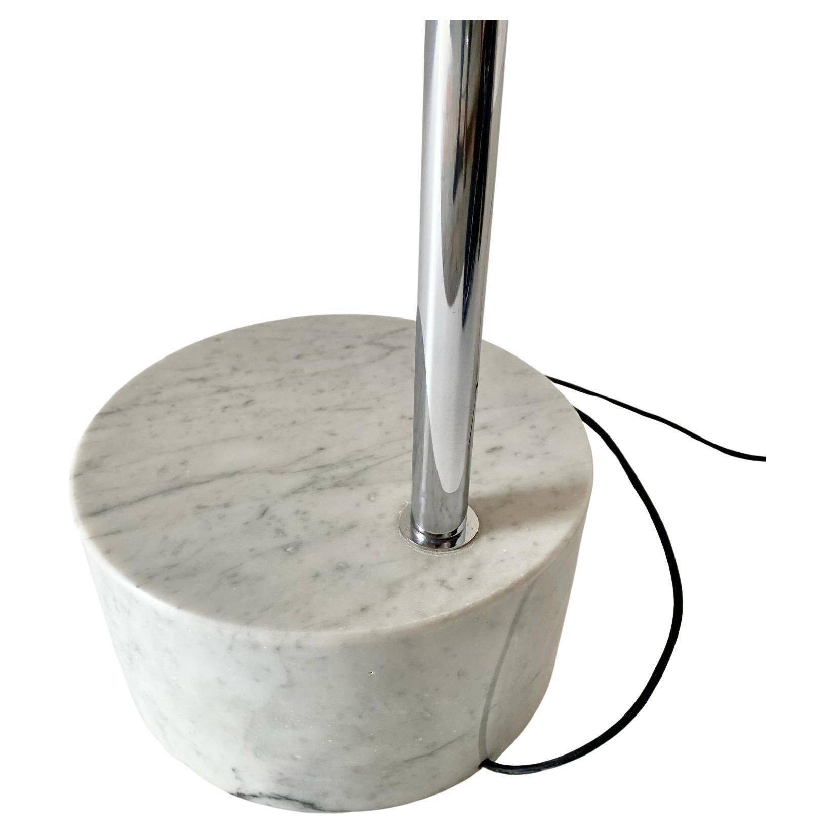 Flexible chromed arc floor lamp with Carrara marble base, Italy 1960s
