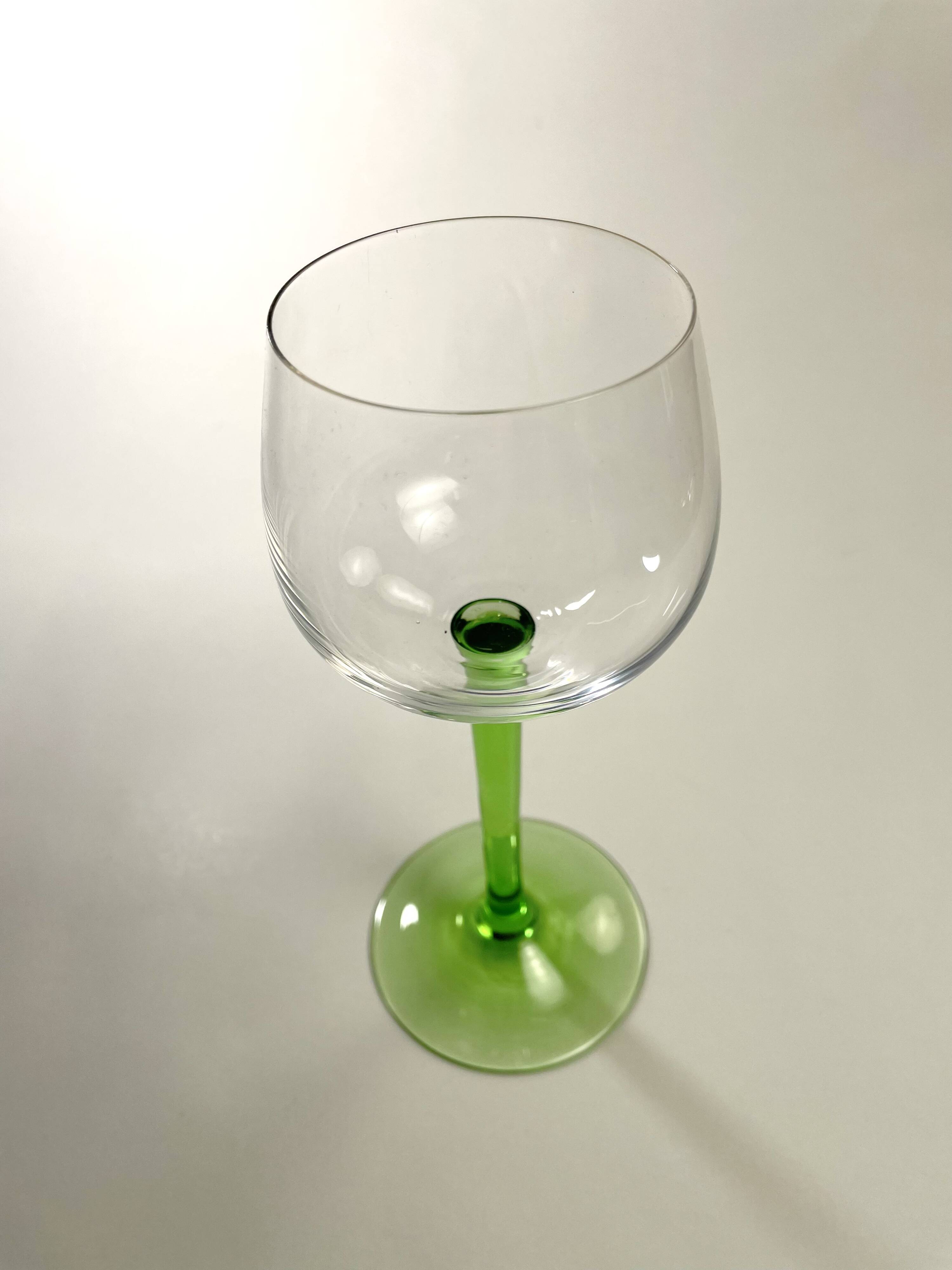 Set of 5 Ballon d'Alsace Stemmed Glasses (wine, green stem)