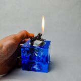 Magnifying lighter by Antonio Imperatore, blue murano glass, Italy, 1970