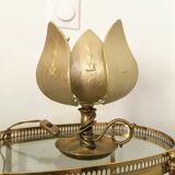 Lampe dorée  forme fleur  vintage