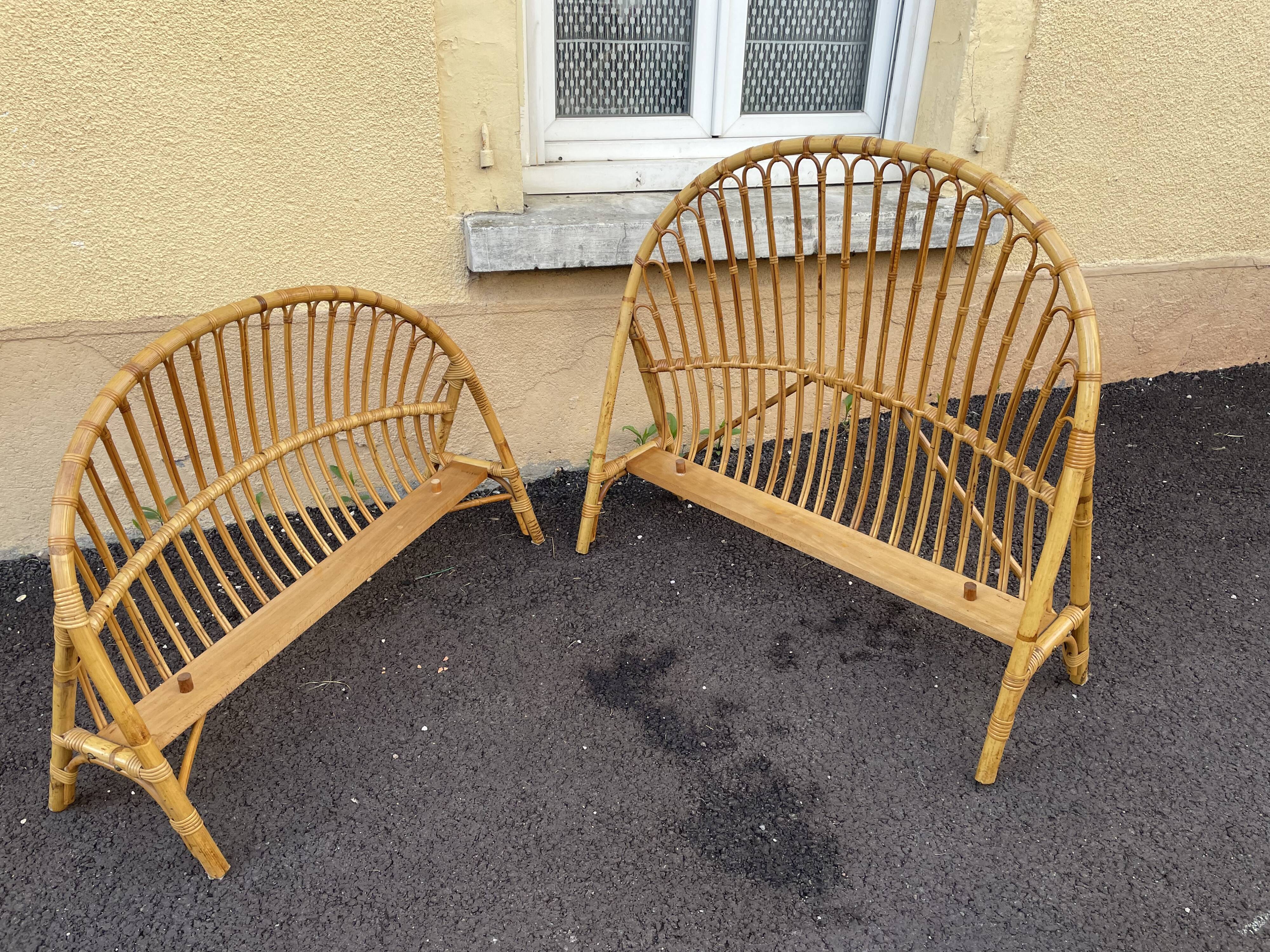 Rattan basket bed & bedside