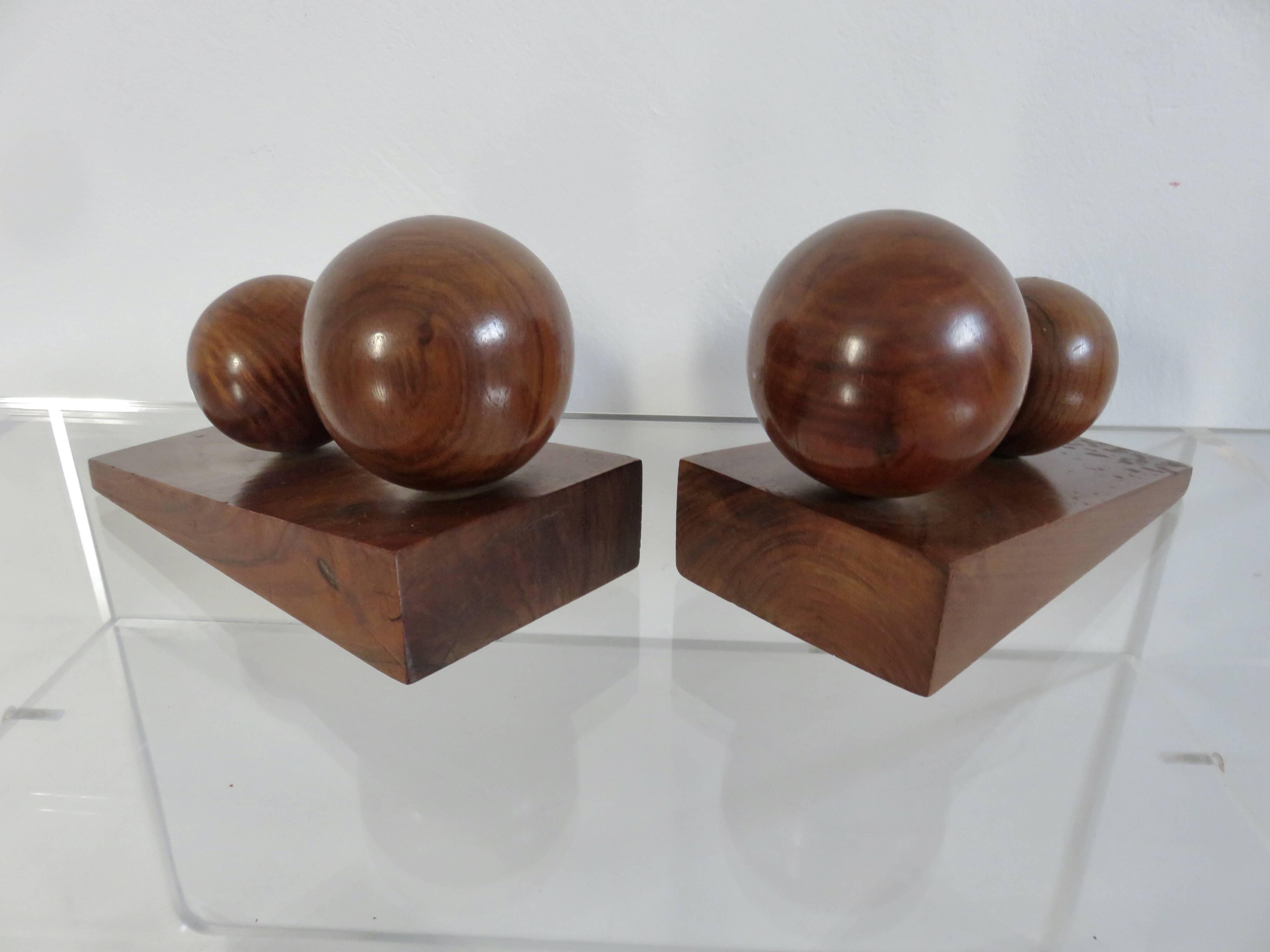 Pair of art deco walnut bookends, 1930s-40s