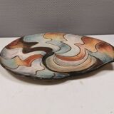 Large handmade decorated ceramic dish. Ruth Grønne Denmark 2001