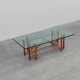 Large monumental bamboo dining table with glass top by Gasparucci, Italy