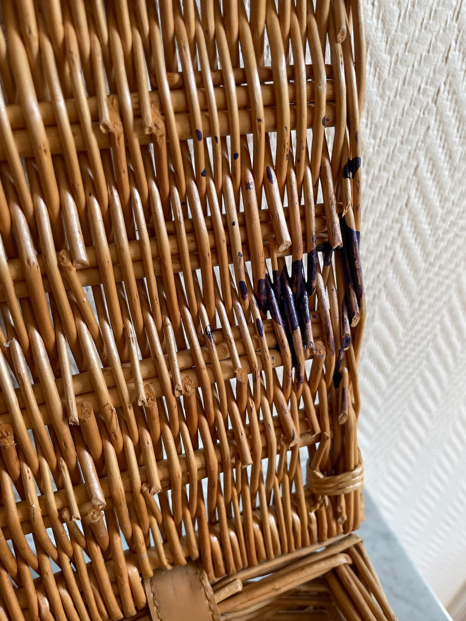 Wicker suitcase imitation leather