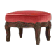 Baroque style foot stool in carved wood with coral velvet upholstery