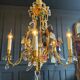 Lustrous pagoda from Maison Baguès in gilded bronze with a decoration of flowers and fruits in glass - 20th century