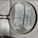 Magnifying glass set and letter opens in silver metal and mother-of-pearl