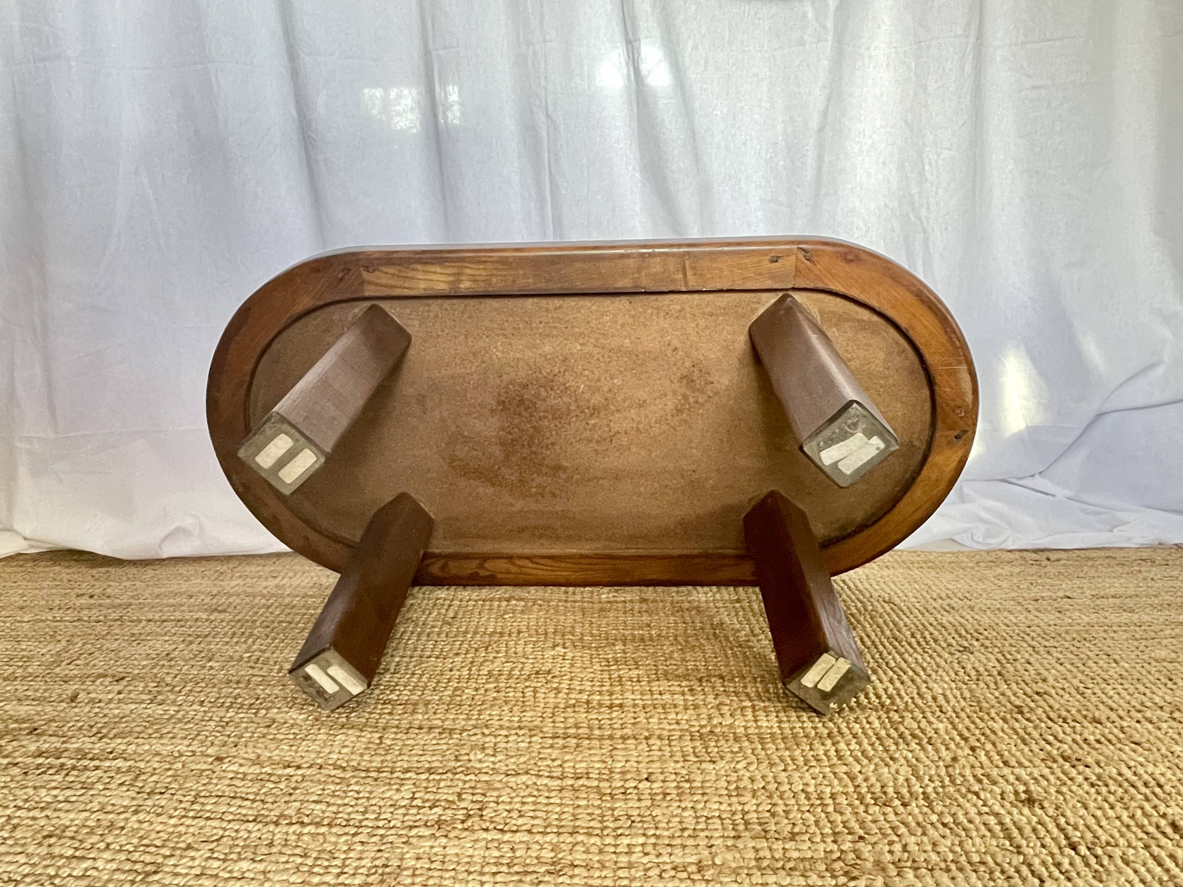 Ceramic and solid wood herbarium coffee table, signed