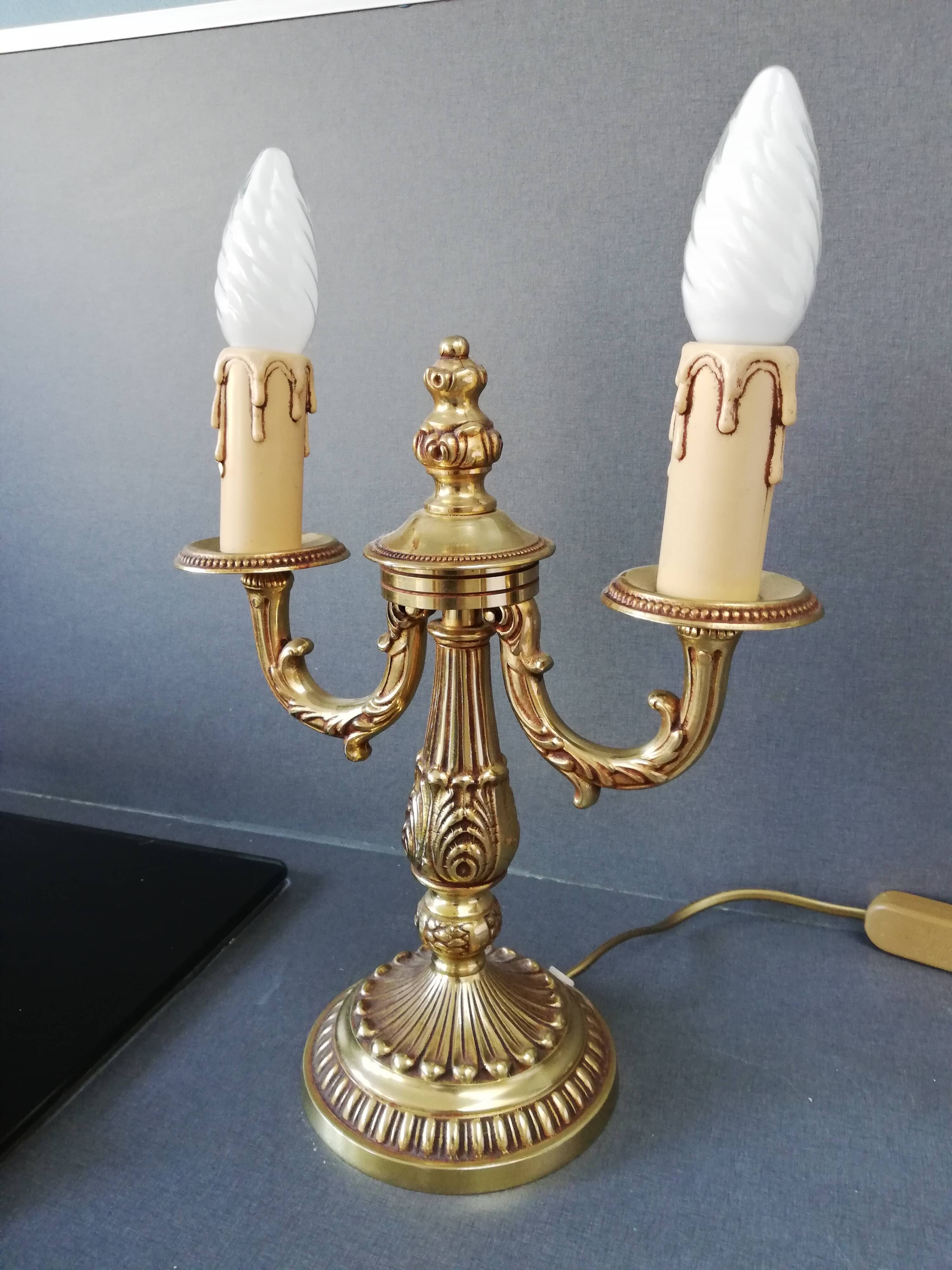 Bronze foot lamp candlestick 2 lights