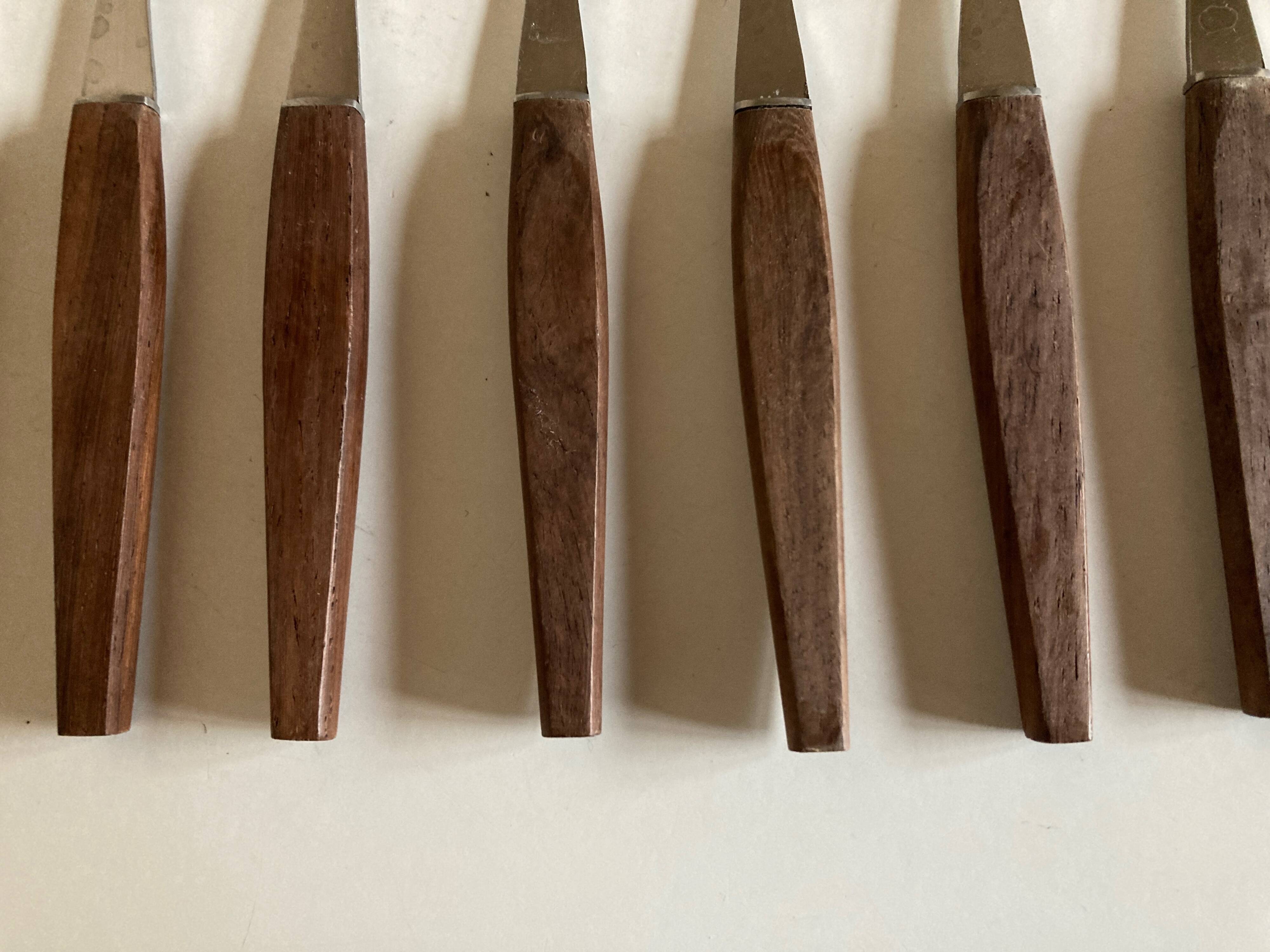 Set of 12 teak dessert forks 1960 Scandinavian