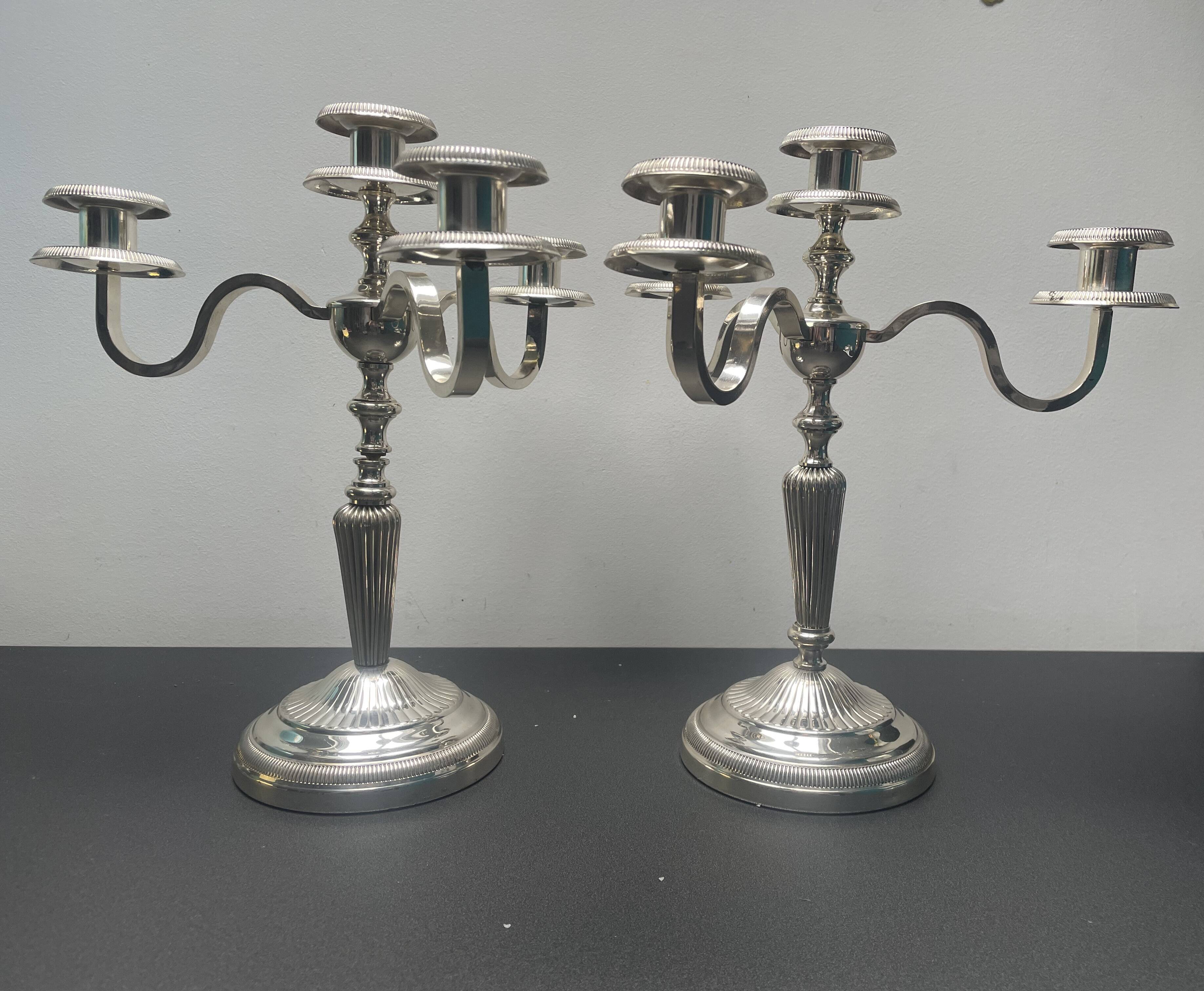 Pair of candlesticks, 12 gram silver plating, Fabiora, Paris, luxury