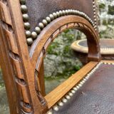 6 Louis XVI style chairs in solid beech and Cordoba leather, 1900