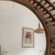 Vintage 1960s sun mirror in rattan, ORTF style, spiral - 80 x 62 cm