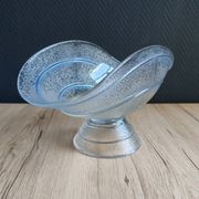 Large pressed moulded glass Art Deco blue frosted cup