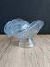 Large pressed moulded glass Art Deco blue frosted cup