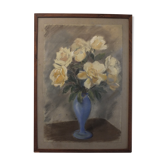 Pastel under glass - Bouquet of yellow roses - signed Artico 1931