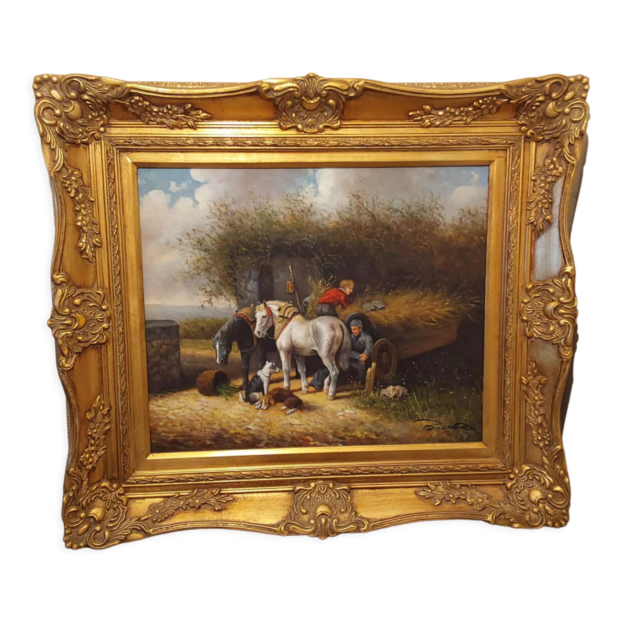 Oil on canvas "The Groom", signed canvas of the beginning of the last century